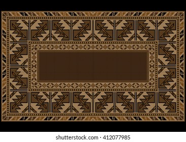 Ethnic carpet with Armenian vintage ornament in brown shades
