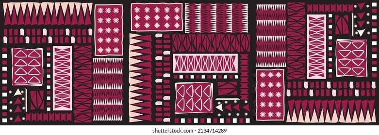 Ethnic carpet with geometric mosaic aztec style stripes on tile. majolica Antique interior,modern rugs,geographic print on kente clot textile.Tribal vector ornament seamless african pattern.multicolor