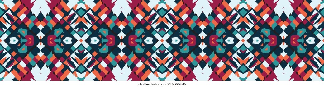 Ethnic carpet with geometric mosaic aztec style stripes on tile. majolica Antique interior,modern rugs,geographic print on kente clot textile.Tribal vector ornament seamless african pattern.multicolor