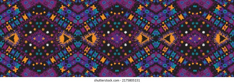 Ethnic carpet with geometric mosaic aztec style stripes on tile. majolica Antique interior,modern rugs,geographic print on kente clot textile.Tribal vector ornament seamless african pattern.multicolor