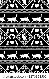 Patrón de gato étnico para tela, textil, fondo y papel pintado