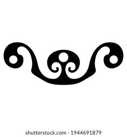 Ethnic Celtic spiral ornament. Black and white silhouette.