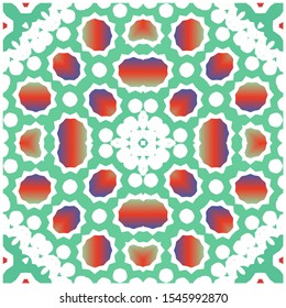 Ethnic ceramic tile in mexican talavera. Bathroom design. Vector seamless pattern illustration. Red vintage ornament for surface texture, towels, pillows, wallpaper, print, web background.