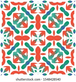 Ethnic ceramic tile in mexican talavera. Kitchen design. Vector seamless pattern theme. Red vintage ornament for surface texture, towels, pillows, wallpaper, print, web background.