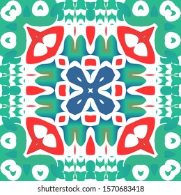 Ethnic ceramic tile in mexican talavera. Geometric design. Vector seamless pattern illustration. Red vintage ornament for surface texture, towels, pillows, wallpaper, print, web background.