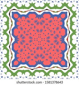 Ethnic ceramic tile in mexican talavera. Vector seamless pattern collage. Kitchen design. Red vintage ornament for surface texture, towels, pillows, wallpaper, print, web background.