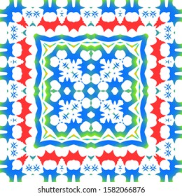 Ethnic ceramic tile in mexican talavera. Vector seamless pattern collage. Kitchen design. Red vintage ornament for surface texture, towels, pillows, wallpaper, print, web background.