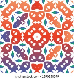 Ethnic ceramic tile in mexican talavera. Vector seamless pattern concept. Graphic design. Red vintage ornament for surface texture, towels, pillows, wallpaper, print, web background.