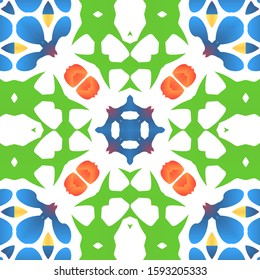 Ethnic ceramic tile in mexican talavera. Vector seamless pattern collage. Kitchen design. Red vintage ornament for surface texture, towels, pillows, wallpaper, print, web background.