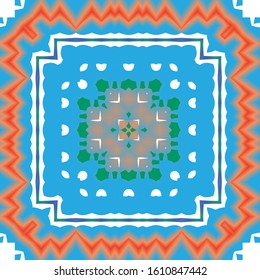 Ethnic ceramic tile in mexican talavera. Bathroom design. Vector seamless pattern illustration. Red vintage ornament for surface texture, towels, pillows, wallpaper, print, web background.