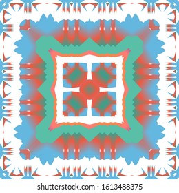 Ethnic ceramic tile in mexican talavera. Vector seamless pattern collage. Kitchen design. Red vintage ornament for surface texture, towels, pillows, wallpaper, print, web background.