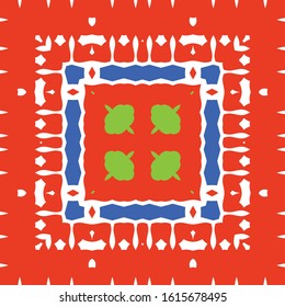 Ethnic ceramic tile in mexican talavera. Bathroom design. Vector seamless pattern illustration. Red vintage ornament for surface texture, towels, pillows, wallpaper, print, web background.