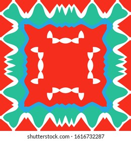 Ethnic ceramic tile in mexican talavera. Bathroom design. Vector seamless pattern illustration. Red vintage ornament for surface texture, towels, pillows, wallpaper, print, web background.