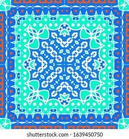 Ethnic ceramic tile in mexican talavera. Bathroom design. Vector seamless pattern illustration. Red vintage ornament for surface texture, towels, pillows, wallpaper, print, web background.