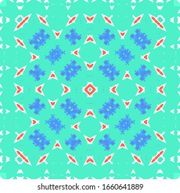 Ethnic ceramic tile in mexican talavera. Bathroom design. Vector seamless pattern illustration. Red vintage ornament for surface texture, towels, pillows, wallpaper, print, web background.