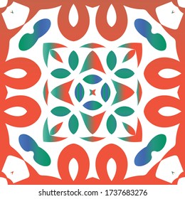 Ethnic ceramic tile in mexican talavera. Kitchen design. Vector seamless pattern flyer. Red vintage ornament for surface texture, towels, pillows, wallpaper, print, web background.