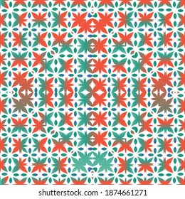 Ethnic ceramic tile in mexican talavera. Graphic design. Vector seamless pattern watercolor. Red vintage ornament for surface texture, towels, pillows, wallpaper, print, web background.