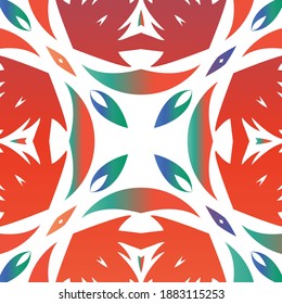 Ethnic ceramic tile in mexican talavera. Vector seamless pattern trellis. Fashionable design. Red vintage ornament for surface texture, towels, pillows, wallpaper, print, web background.