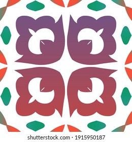 Ethnic ceramic tile in mexican talavera. Vector seamless pattern frame. Graphic design. Red vintage ornament for surface texture, towels, pillows, wallpaper, print, web background.