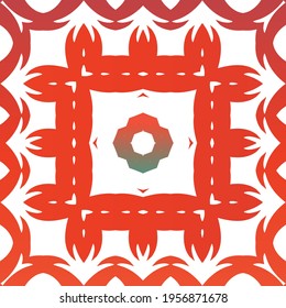 Ethnic ceramic tile in mexican talavera. Creative design. Vector seamless pattern flyer. Red vintage ornament for surface texture, towels, pillows, wallpaper, print, web background.