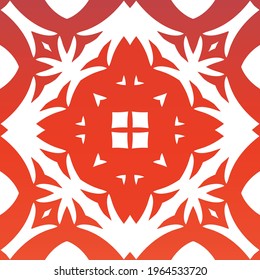 Baldosas de cerámica étnica en talavera mexicana. Diseño creativo. Volante de patrones sin fisuras de vectores. Ornamento rojo vintage para textura superficial, toallas, almohadas, papel pintado, impresión, fondo web.