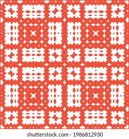 Ethnic ceramic tile in mexican talavera. Creative design. Vector seamless pattern collage. Red vintage ornament for surface texture, towels, pillows, wallpaper, print, web background.