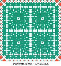 Ethnic ceramic tile in mexican talavera. Vector seamless pattern poster. Fashionable design. Red vintage ornament for surface texture, towels, pillows, wallpaper, print, web background.
