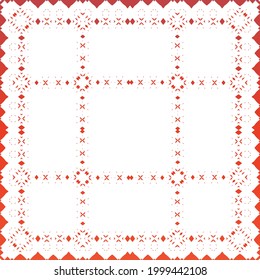 Ethnic ceramic tile in mexican talavera. Creative design. Vector seamless pattern flyer. Red vintage ornament for surface texture, towels, pillows, wallpaper, print, web background.