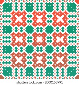 Ethnic ceramic tile in mexican talavera. Vector seamless pattern poster. Fashionable design. Red vintage ornament for surface texture, towels, pillows, wallpaper, print, web background.