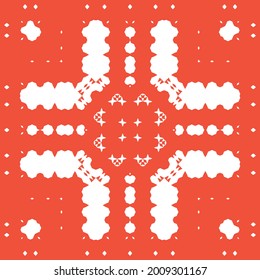 Ethnic ceramic tile in mexican talavera. Creative design. Vector seamless pattern collage. Red vintage ornament for surface texture, towels, pillows, wallpaper, print, web background.