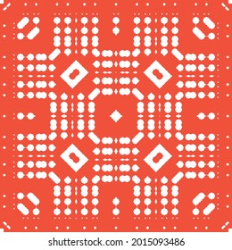 Ethnic ceramic tile in mexican talavera. Creative design. Vector seamless pattern collage. Red vintage ornament for surface texture, towels, pillows, wallpaper, print, web background.