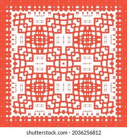 Ethnic ceramic tile in mexican talavera. Creative design. Vector seamless pattern collage. Red vintage ornament for surface texture, towels, pillows, wallpaper, print, web background.
