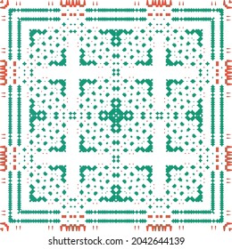 Ethnic ceramic tile in mexican talavera. Vector seamless pattern poster. Fashionable design. Red vintage ornament for surface texture, towels, pillows, wallpaper, print, web background.