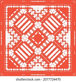 Tuile de céramique ethnique en talavera mexicaine. Le design créatif. Image vectorielle collage motif harmonieux. Oeuvre rouge vintage pour texture de surface, serviettes, oreillers, fond d'écran, impression, arrière-plan web.