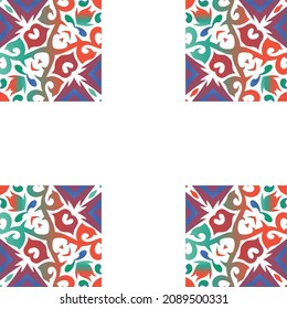 Tuile de céramique ethnique en talavera mexicaine. Image vectorielle modèle de motif harmonieux. Conception universelle. Oeuvre rouge vintage pour texture de surface, serviettes, oreillers, fond d'écran, impression, arrière-plan web.