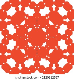 Ethnic ceramic tile in mexican talavera. Vector seamless pattern illustration. Minimal design. Red vintage ornament for surface texture, towels, pillows, wallpaper, print, web background.