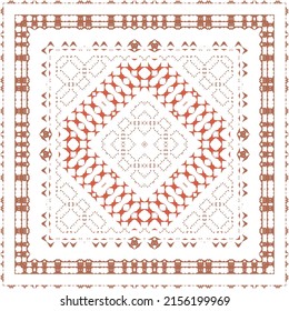 Ethnic ceramic tile in mexican talavera. Minimal design. Vector seamless pattern texture. Red vintage ornament for surface texture, towels, pillows, wallpaper, print, web background.