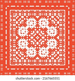 Ethnic ceramic tile in mexican talavera. Vector seamless pattern illustration. Minimal design. Red vintage ornament for surface texture, towels, pillows, wallpaper, print, web background.