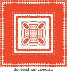 Ethnic ceramic tile in mexican talavera. Vector seamless pattern illustration. Minimal design. Red vintage ornament for surface texture, towels, pillows, wallpaper, print, web background.