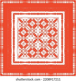 Ethnic ceramic tile in mexican talavera. Vector seamless pattern illustration. Minimal design. Red vintage ornament for surface texture, towels, pillows, wallpaper, print, web background.