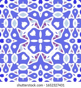 Ethnic ceramic tile in portuguese azulejo. Original design. Vector seamless pattern elements. Blue vintage ornament for surface texture, towels, pillows, wallpaper, print, web background.