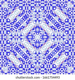 Ethnic ceramic tile in portuguese azulejo. Original design. Vector seamless pattern elements. Blue vintage ornament for surface texture, towels, pillows, wallpaper, print, web background.