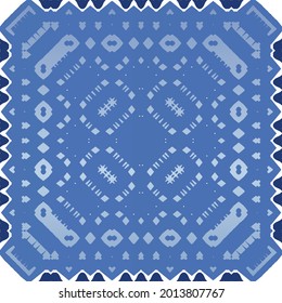 Ethnic ceramic tile in portuguese azulejo. Universal design. Vector seamless pattern texture. Blue vintage ornament for surface texture, towels, pillows, wallpaper, print, web background.