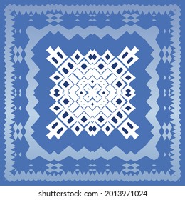 Baldosas de cerámica étnica en azulejo portugués. Diseño universal. Textura de patrón sin fisuras del vector. Ornamento vintage azul para textura superficial, toallas, almohadas, papel pintado, impresión, fondo web.