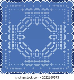Ethnic ceramic tile in portuguese azulejo. Universal design. Vector seamless pattern texture. Blue vintage ornament for surface texture, towels, pillows, wallpaper, print, web background.