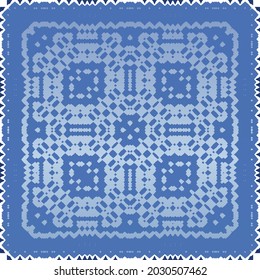 Ethnic ceramic tile in portuguese azulejo. Universal design. Vector seamless pattern texture. Blue vintage ornament for surface texture, towels, pillows, wallpaper, print, web background.