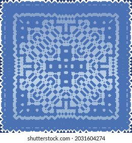 Ethnic ceramic tile in portuguese azulejo. Universal design. Vector seamless pattern texture. Blue vintage ornament for surface texture, towels, pillows, wallpaper, print, web background.