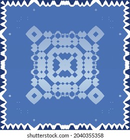 Ethnic ceramic tile in portuguese azulejo. Universal design. Vector seamless pattern texture. Blue vintage ornament for surface texture, towels, pillows, wallpaper, print, web background.