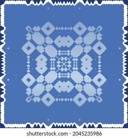 Ethnic ceramic tile in portuguese azulejo. Universal design. Vector seamless pattern texture. Blue vintage ornament for surface texture, towels, pillows, wallpaper, print, web background.