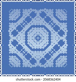 Ethnic ceramic tile in portuguese azulejo. Universal design. Vector seamless pattern texture. Blue vintage ornament for surface texture, towels, pillows, wallpaper, print, web background.